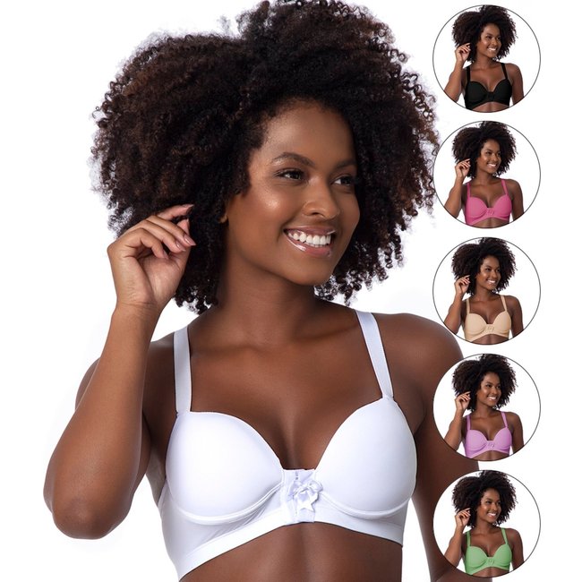 Kit 3 Sutiã Gabi Lingerie Nadador com Bojo Microfibra Fecho Frontal Soutien Confortável Reforçado Alça Regulável