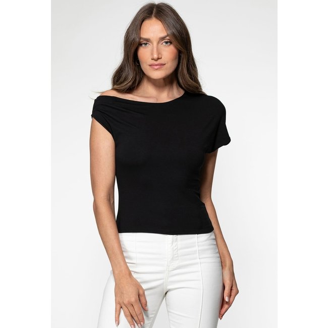 Blusa Guess Malha Decote Manga Irregular Preto