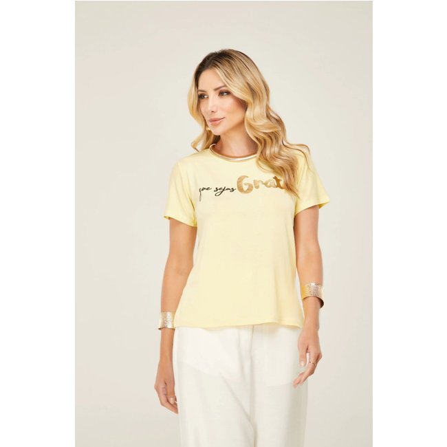T-Shirt D Bell Outlet Fashion Especial Foil - Que Sejas Grata Amarelo
