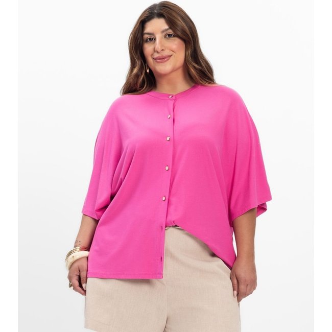 Camisa Manga Curta Feminina Plus Size Secret Glam Rosa