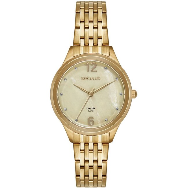 Relógio Feminino Seculus Analógico Dourado em Cristais Seculus
