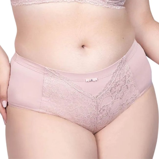 Calcinha Plus Size Tanga em Microfibra e Renda Santa Passion