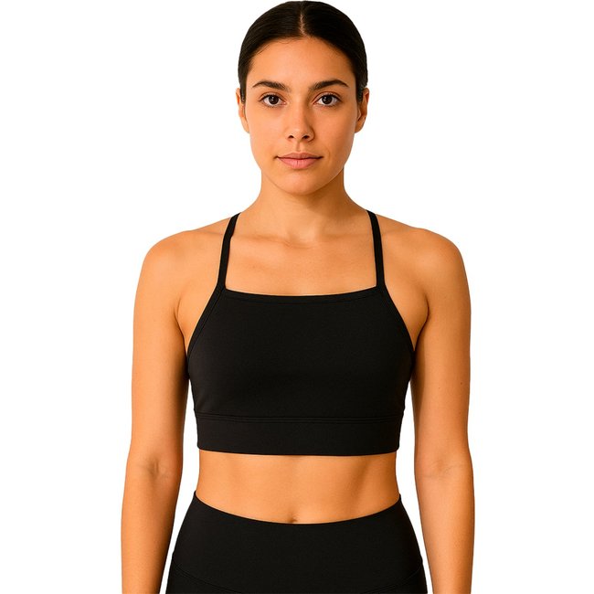 Top Fitness Academia Liso Alcinha Preto Feminino