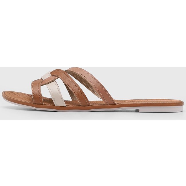Rasteira Feminina Moleca Tiras Cruzadas Caramelo