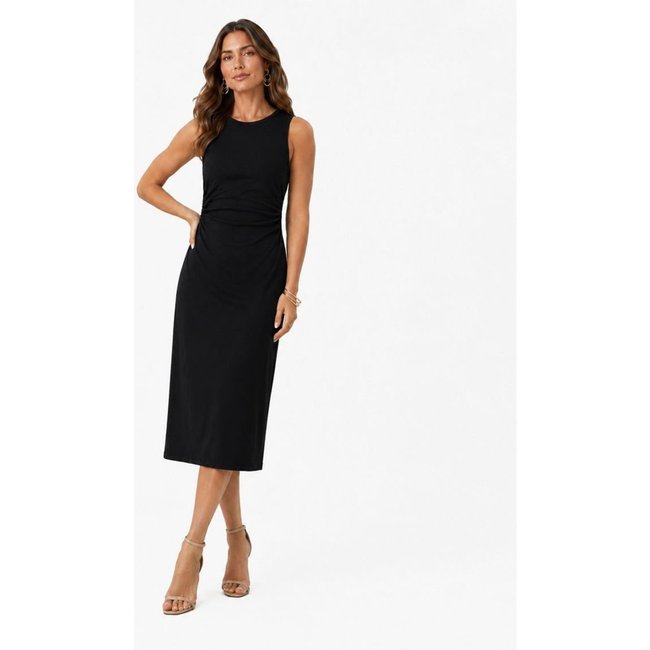 Vestido Midi em Molecotton de Viscose Rovitex Preto