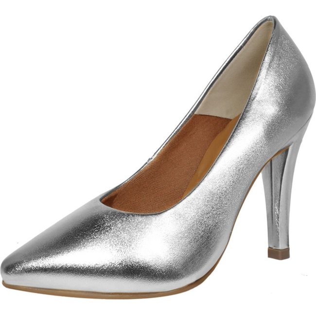 Scarpin Salto Alto Fino 12 cm Luiza Sobreira Prata Mod. 2266