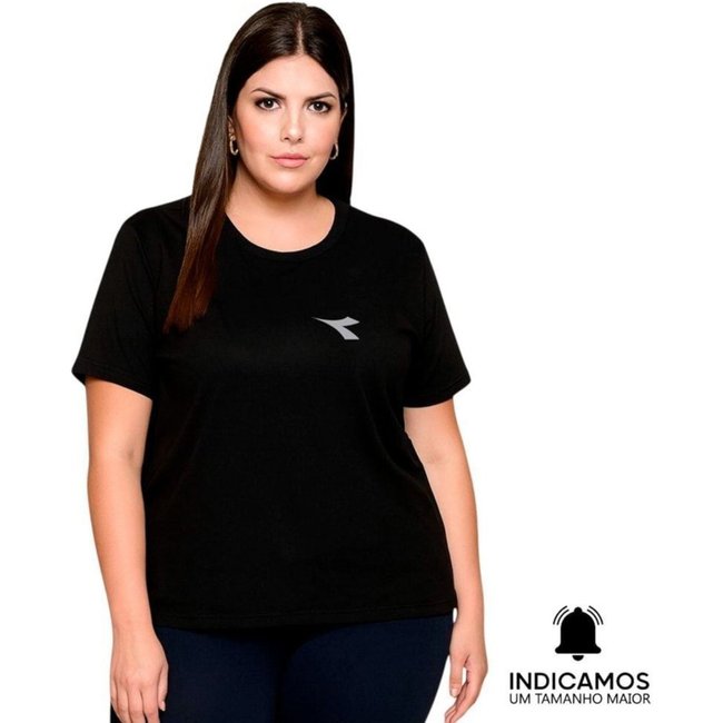 Camiseta Diadora Small Logo Plus Size Feminina - Preto - diadora