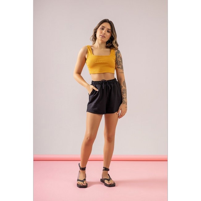 Top Básico em Ribaninha Just Basic Amarelo