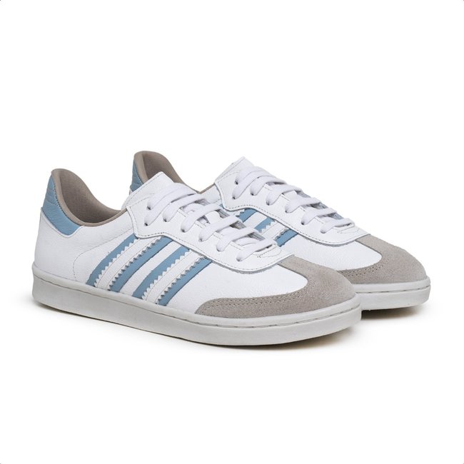 TENIS FEMININO CANO BAIXO DE COURO PARA O DIA A DIA Ref.:1510 Branco e Azul