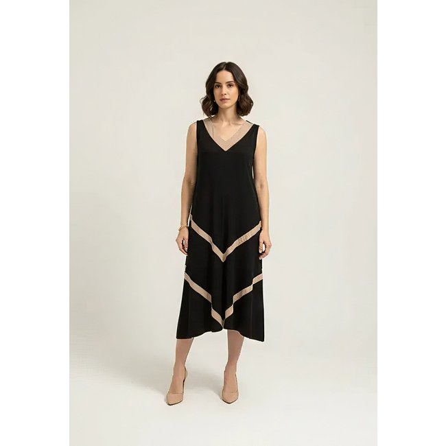 Vestido CabanaFee Serena Regata Malha Midi Plus Preto e Ocre