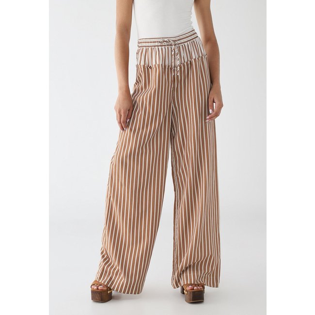 Calça Feminina Colcci Listrada Cintura Alta Marrom