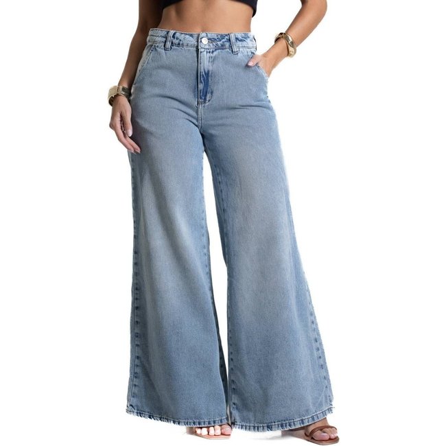Calça Jeans Sawary Super Wide Leg - 281828 - Azul - Sawary