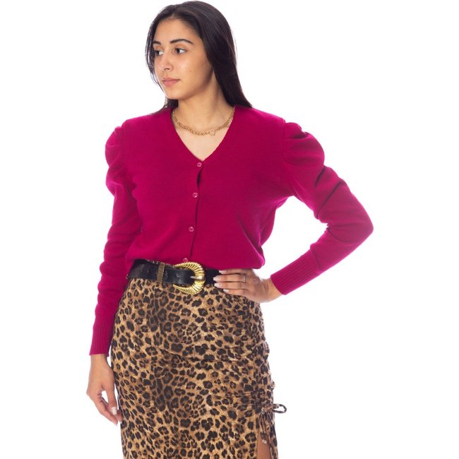 Casaquinho Moda Vício Tricô Com Botão Manga Princesa Pink