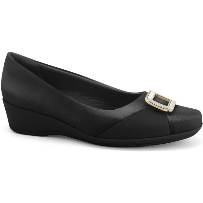 Sapato Feminino Anabela Baixa Preto Comfortflex 2694303-3