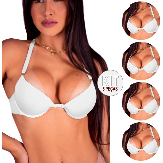 Kit 5 Soutien Sutiã Nadador Com Bojo Branco