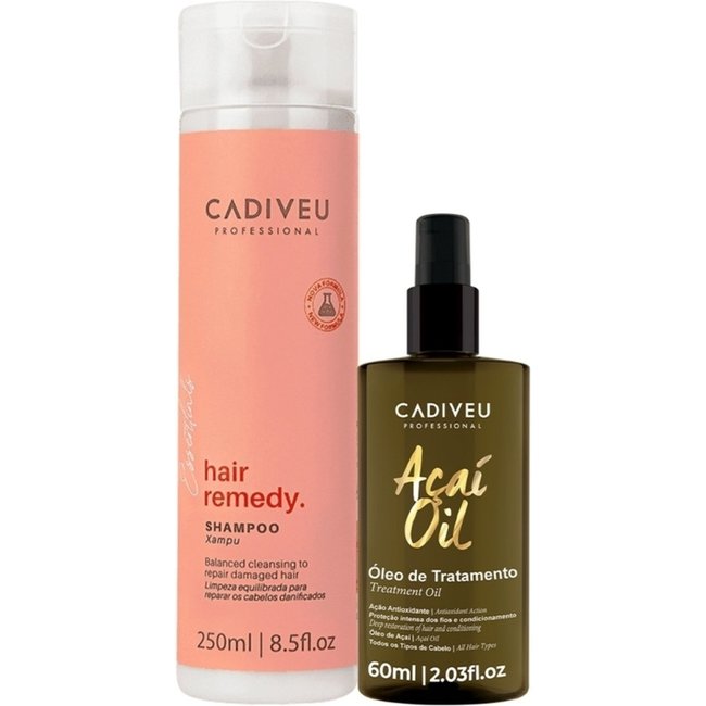 Kit Cadiveu Essentials Hair Remedy Shampoo e Açaí Oil 60 (2 produtos)