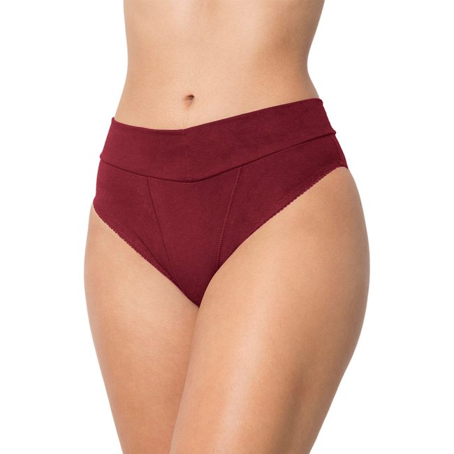 Calça Gabi Lingerie de Cotton Cós Lingerie Algodão Confortável Lisa Costura Três Pontos Calcinha Reforçada Rubro