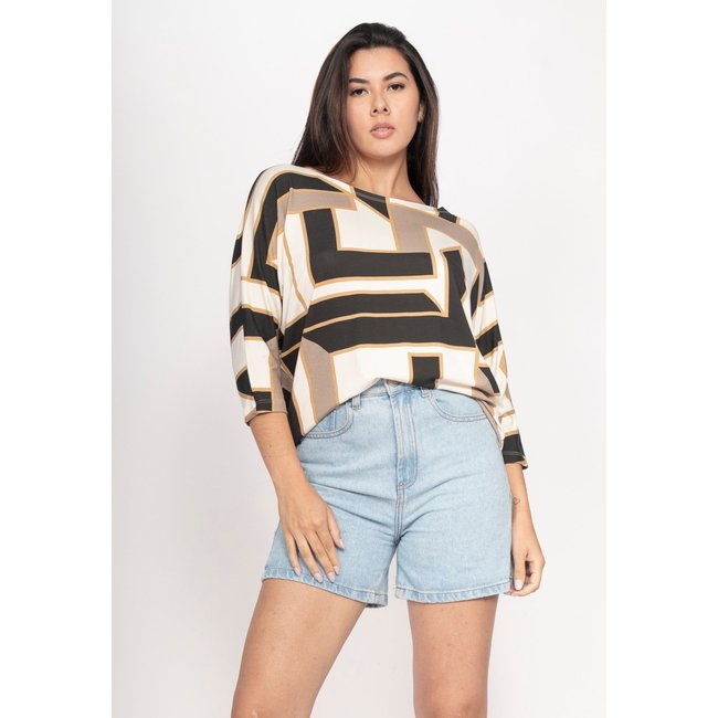 Blusa CabanaFree Morcego Ampla Manga 3/4 Igaci