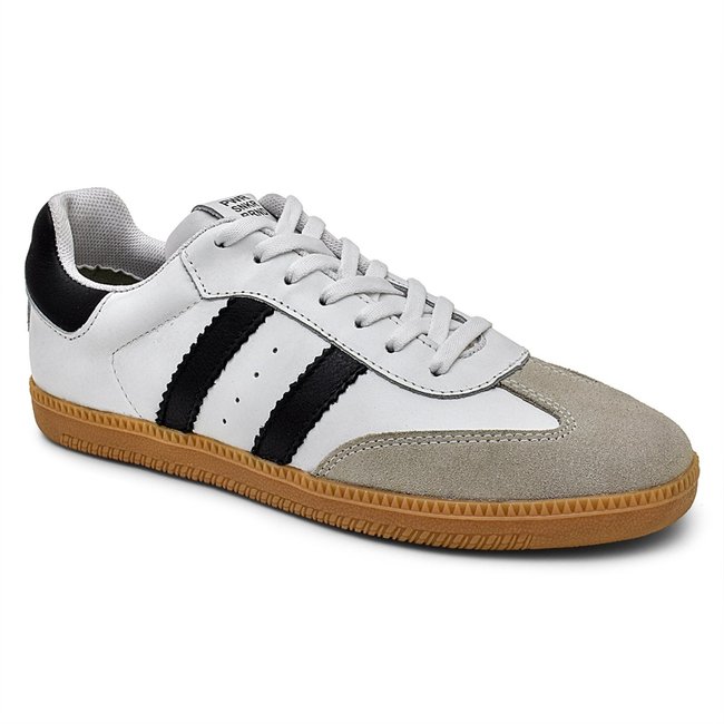 Tenis Feminino Ipê Mulato Casual de Couro Elegante Cor Branco e Preto
