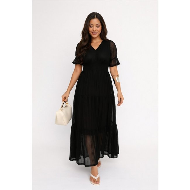 Vestido Longo D Bell Outlet Fashion Tule Preto