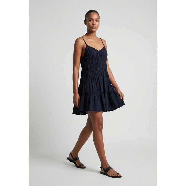 Vestido Feminino Mango Franzido Azul Marinho
