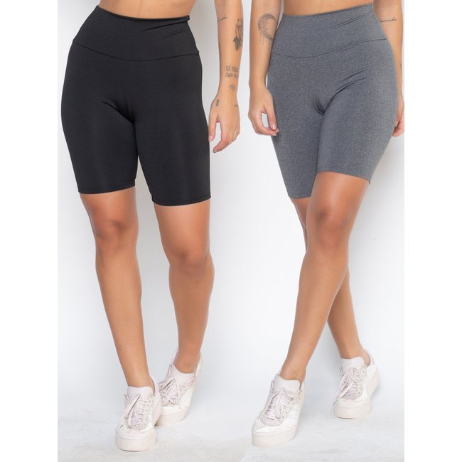 Kit 2 Bermuda Fitness Fristyle Academia Cintura Alta
