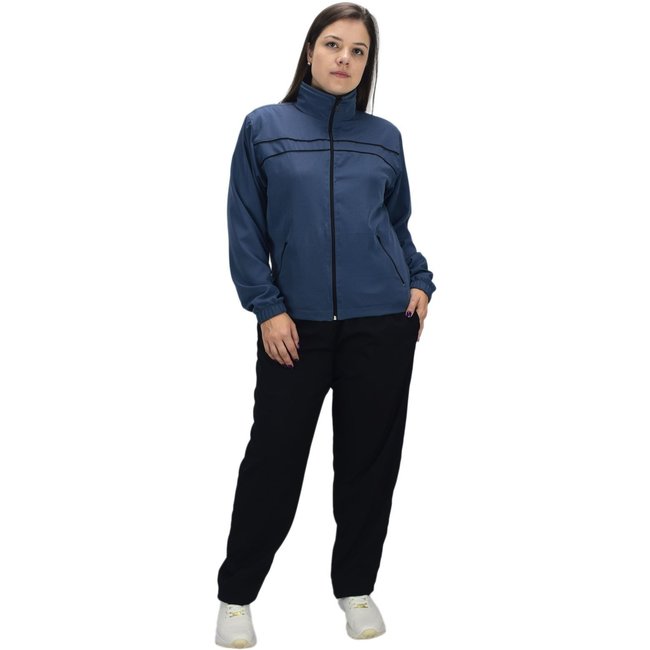 Conjunto Agasalho Feminino Tactel com Elastano Butu Biru Azul