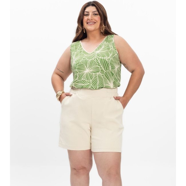 Shorts Feminino Plus Size Secret Glam Bege