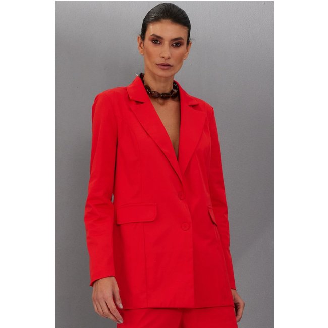 Blazer Feminino em Alfaiataria Smk Vermelho