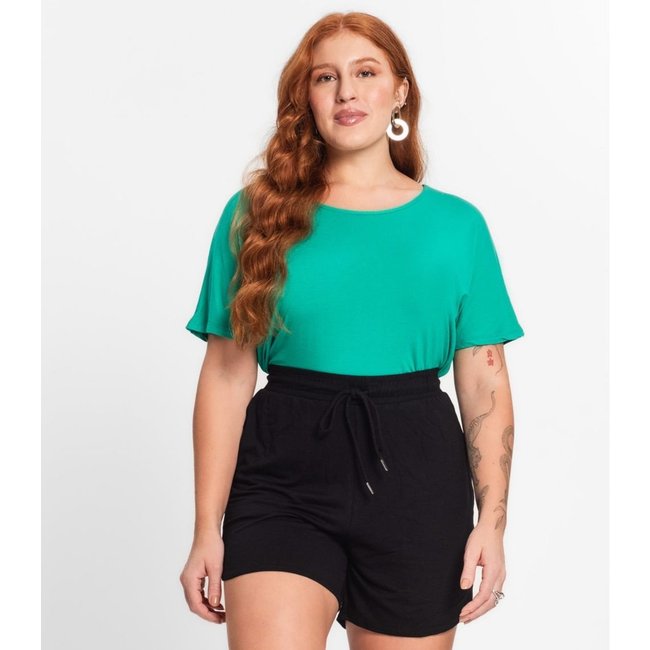 Blusa Manga Curta Feminina Plus Size Secret Glam Verde