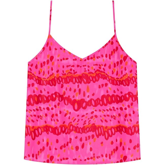 Blusa Regata Estampada De Alças Com Decote V Em Viscose
