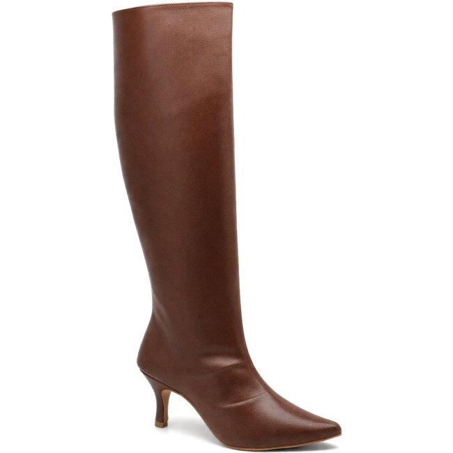 Bota Feminina Cano Longo Salto Fino Baixo Sofisticada Inverno 17005 Cacau