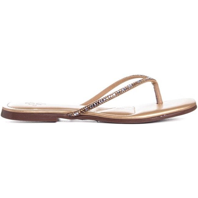 Tamanco Rasteira Pixolé Strass Ouro Incolor