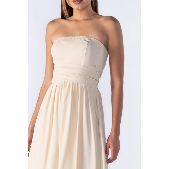 Vestido longo tomara que caia Bege