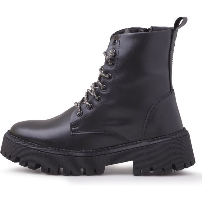 Bota Coturno LeRUCHEL Feminino Tratorado com Strass Preto