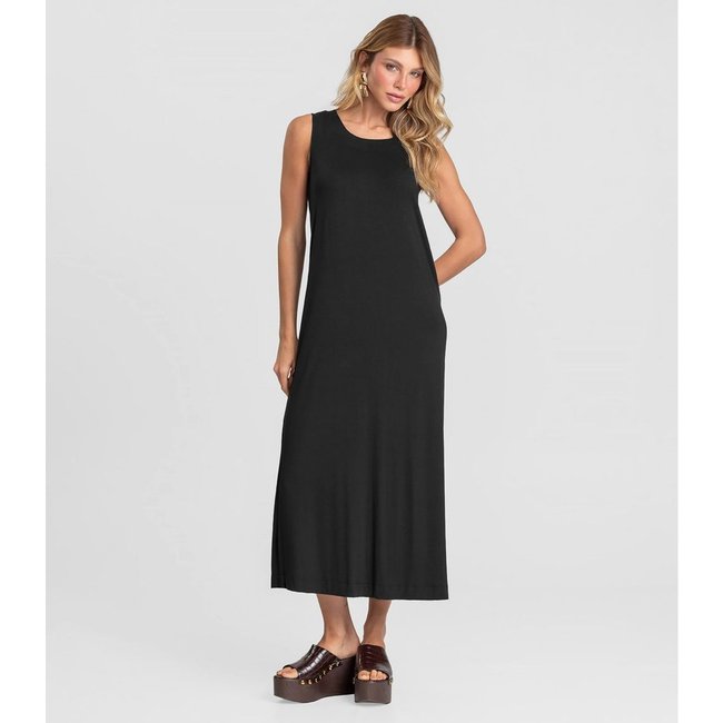 Vestido Midi Feminino em Malha Visco Dianna Preto