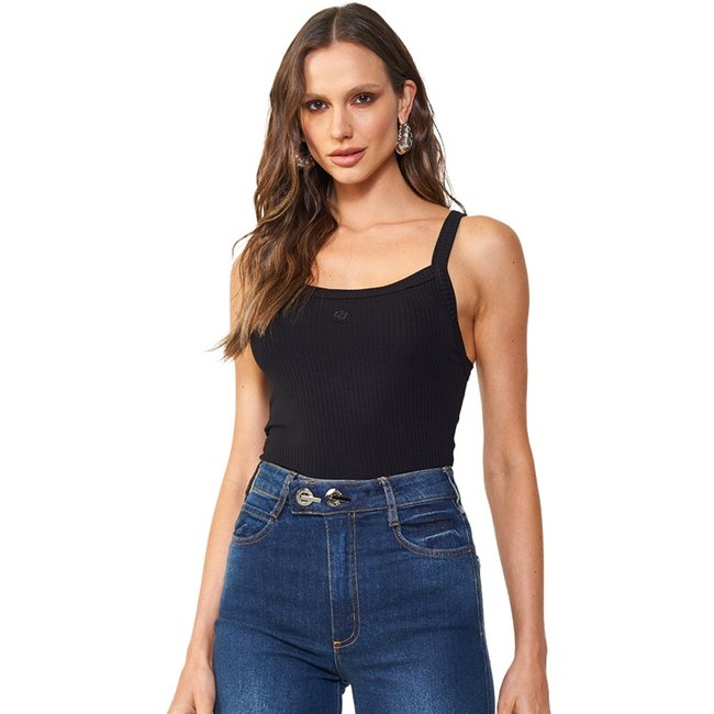 Regata Canelada Colcci Slim In24 Preto Feminino