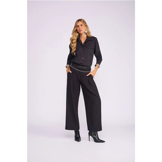 Camisa Voil de Algodão com Recortes Preto