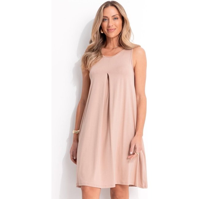 Vestido Em Malha De Viscose Bege Claro Quintess