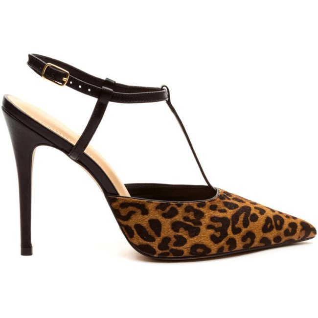 Slingback Couro Pelo Onça Salto Alto Cecconello 2624003-1