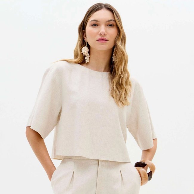 Blusa Lança Perfume Mc Linho Ve26 Off White Feminino
