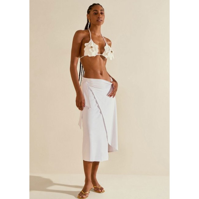 Saia Morena Rosa Evasê Média Midi Off Off-white