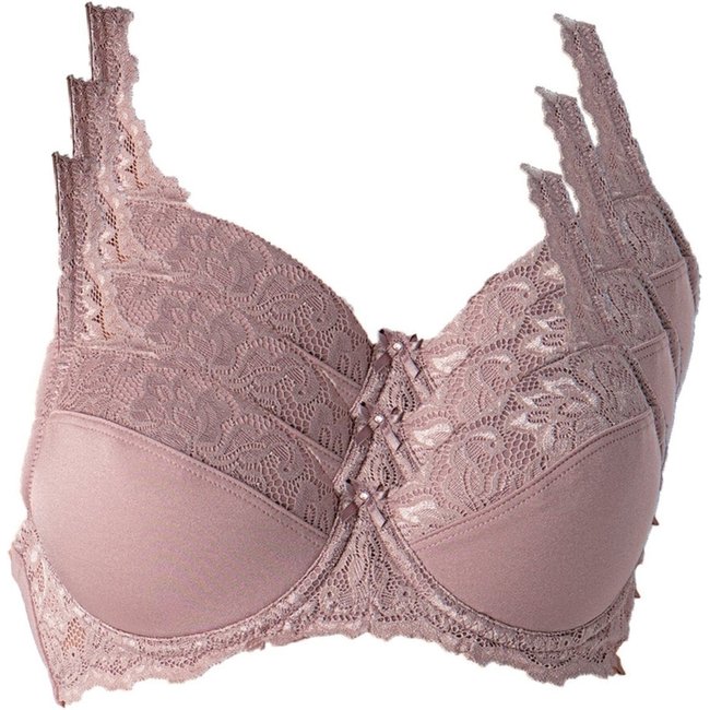 Kit com 3 Sutiãs com Aro e Bojo Iridien Demillus 65204 Taça B Roxo