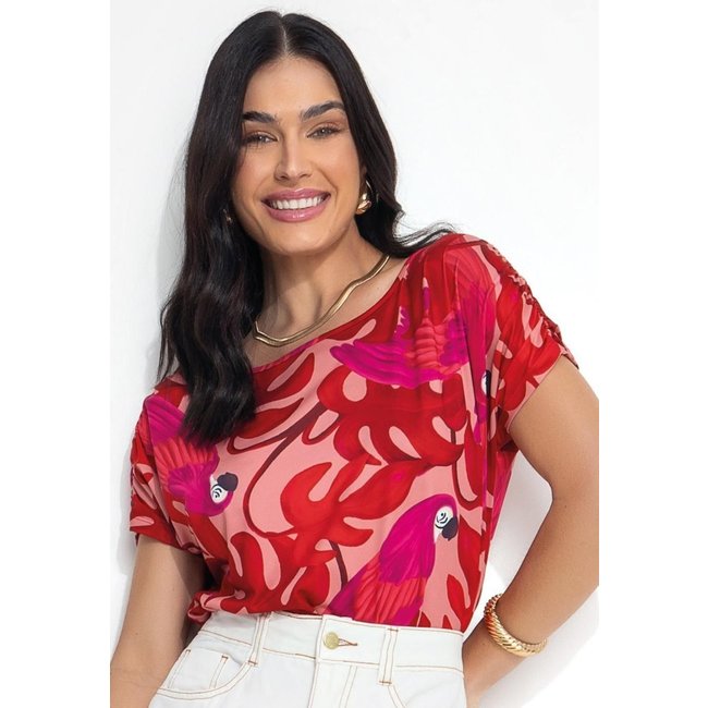 Blusa Em Malha Fria Rosa Quintess