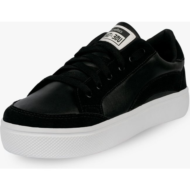 Tênis Feminino Casual Plataforma Com Cadarço Leve Macio Confortável Preto