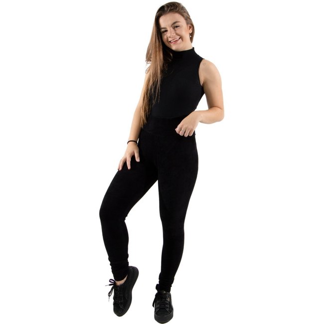 Calça 4 Estações Veludo Cotelê Com Estilo Preto