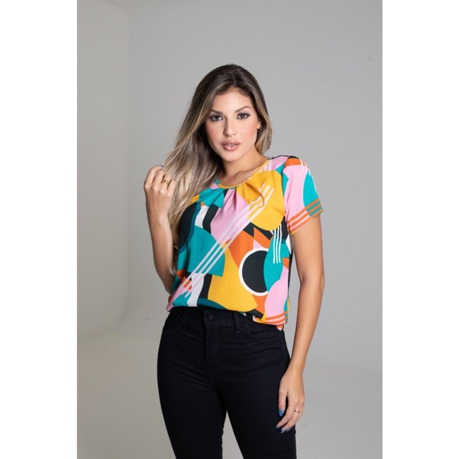 Blusa Estampada Sawary Fashion Cores AZUL