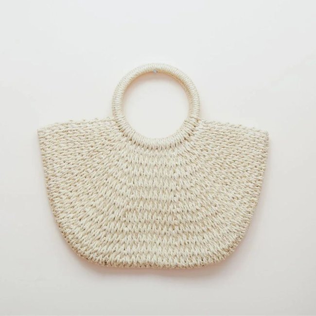 BOLSA DE PRAIA EM PALHA C/ ALÇA DE MÁO E C/ FORRO - TAHITI - Branco - MELLOW BRAZIL