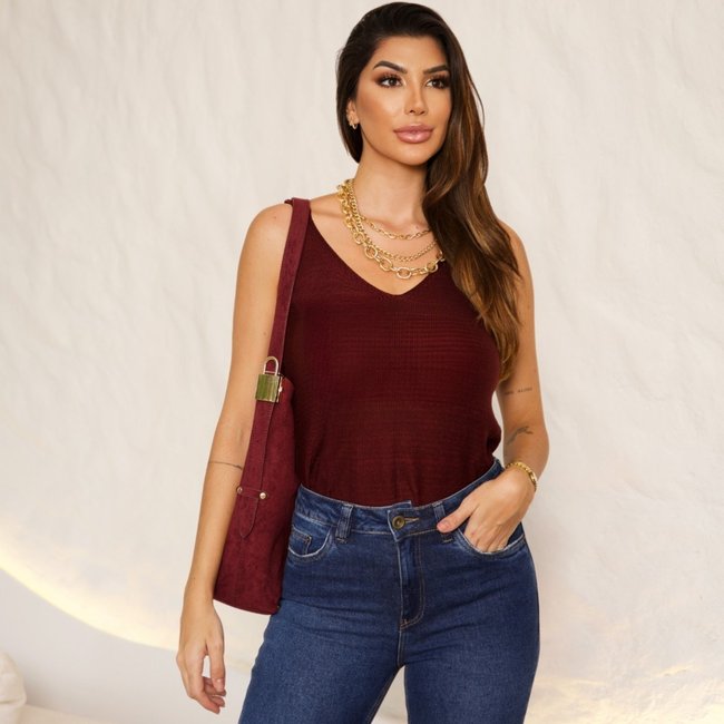 Blusa Regata Tricot Veranel Feminino Revanche Drusiliana