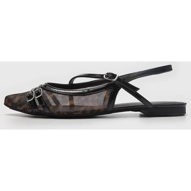 Sapatilha Feminina Anacapri Animal Print Bico Fino Preta